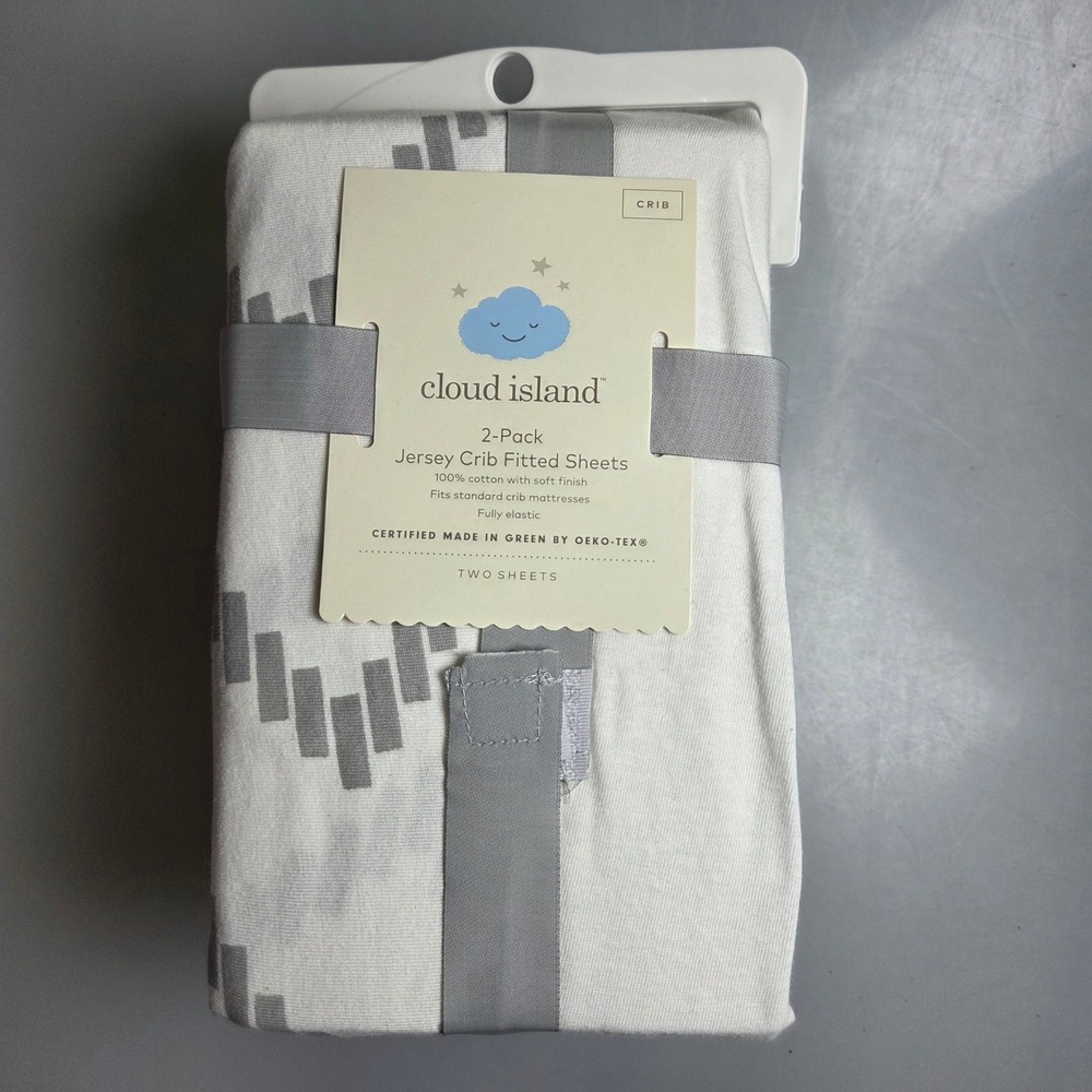 Cloud Island 2-Pack‎ Jersey Crib Fitted Sheets Chevron Solid White 100% Cotton